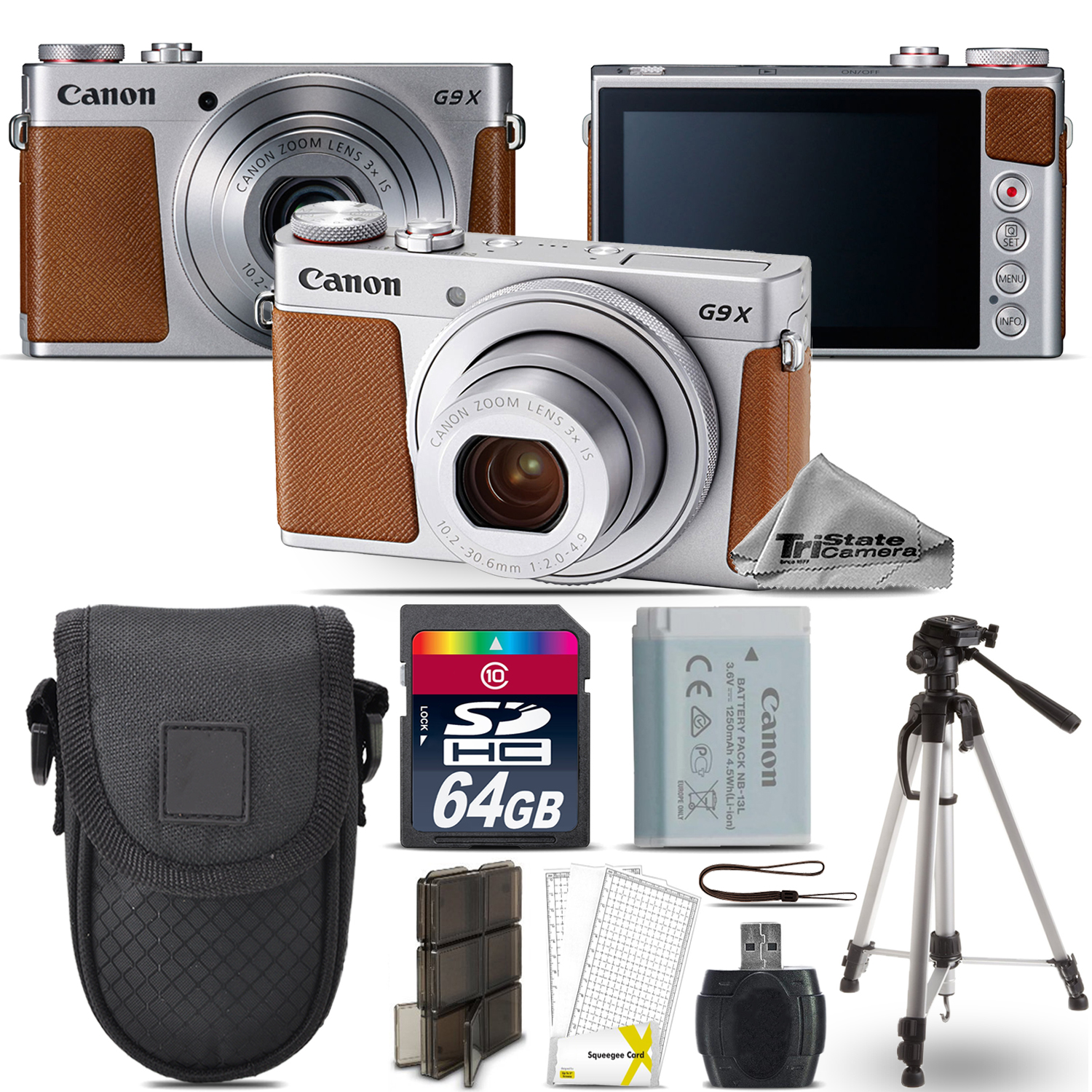 PowerShot G9 X Mark II Digital DIGIC 7 WiFi Camera + 50" Tripod - 64GB Kit *FREE SHIPPING*