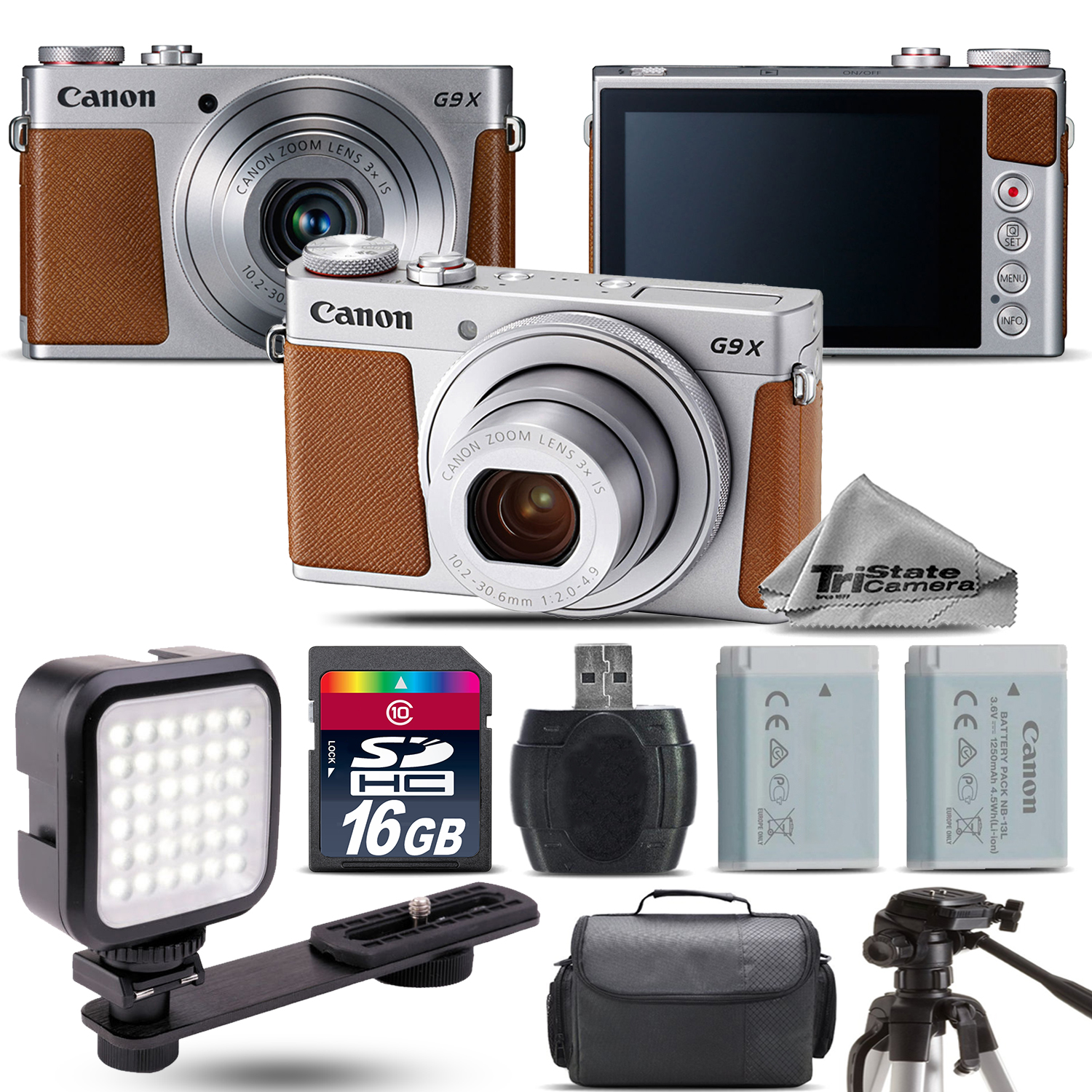 PowerShot G9 X Mark II Digital 20.1MP Camera + EXT BAT + LED - 16GB Kit *FREE SHIPPING*