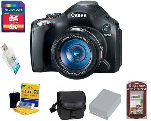 Powershot SX30 IS Digital Camera  8GB Memory Card  High Speed Card Reader  Deluxe Camera Carrying Case  Spare NB7L Battery  LCD Screen Protectors  Lens Cleaning Kit *FREE SHIPPING*
