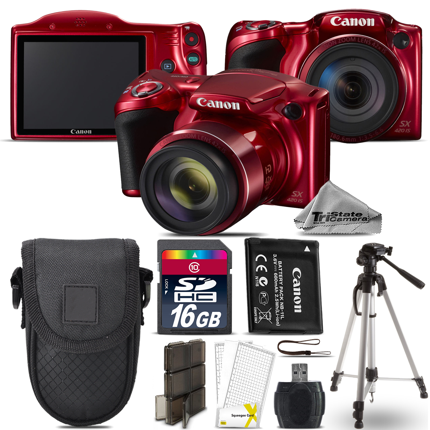 PowerShot SX420 IS Digital 42x WiFi NFC RED Camera + 16GB - Essential Kit *FREE SHIPPING*