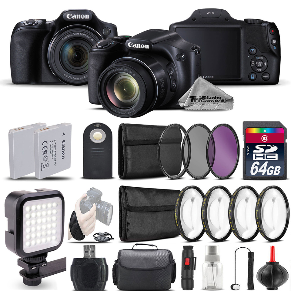 PowerShot SX530 HS Digital Camera+ LED + 7PC Filter + EXT BAT - 64GB Kit *FREE SHIPPING*