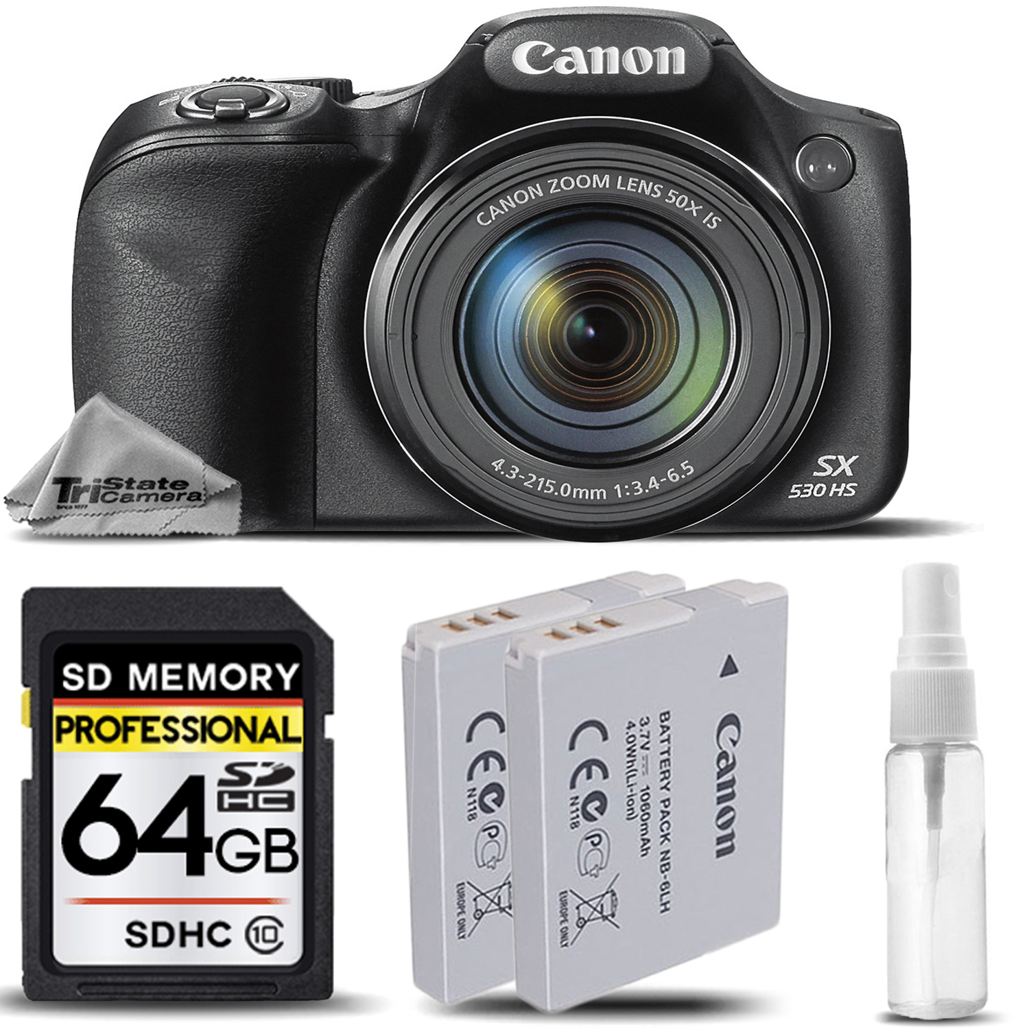 PowerShot SX530 HS Digital Camera 50x Optical Zoom + EXT BATT - 64GB KIT *FREE SHIPPING*