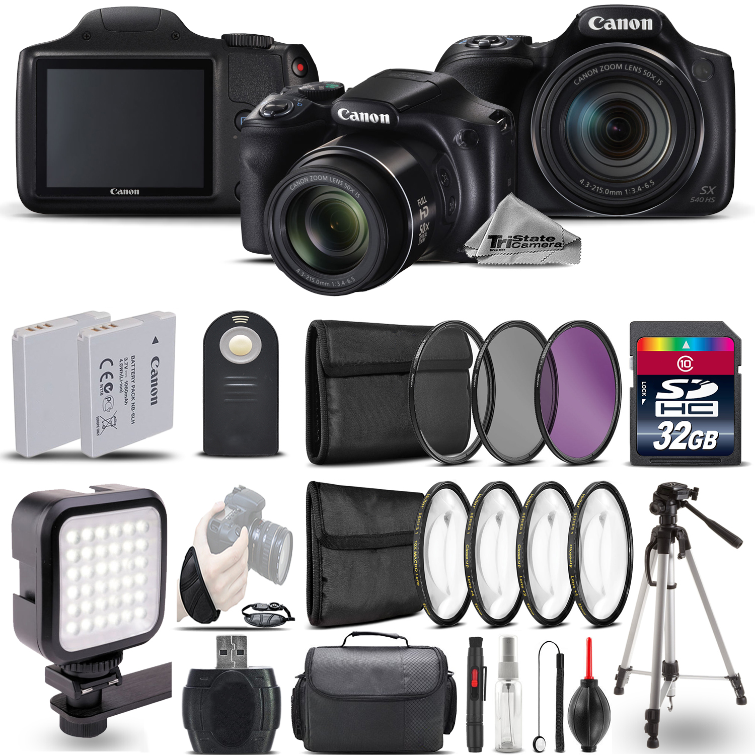 PowerShot SX540 HS Digital Camera+ LED + 7PC Filter + EXT BAT - 32GB Kit *FREE SHIPPING*