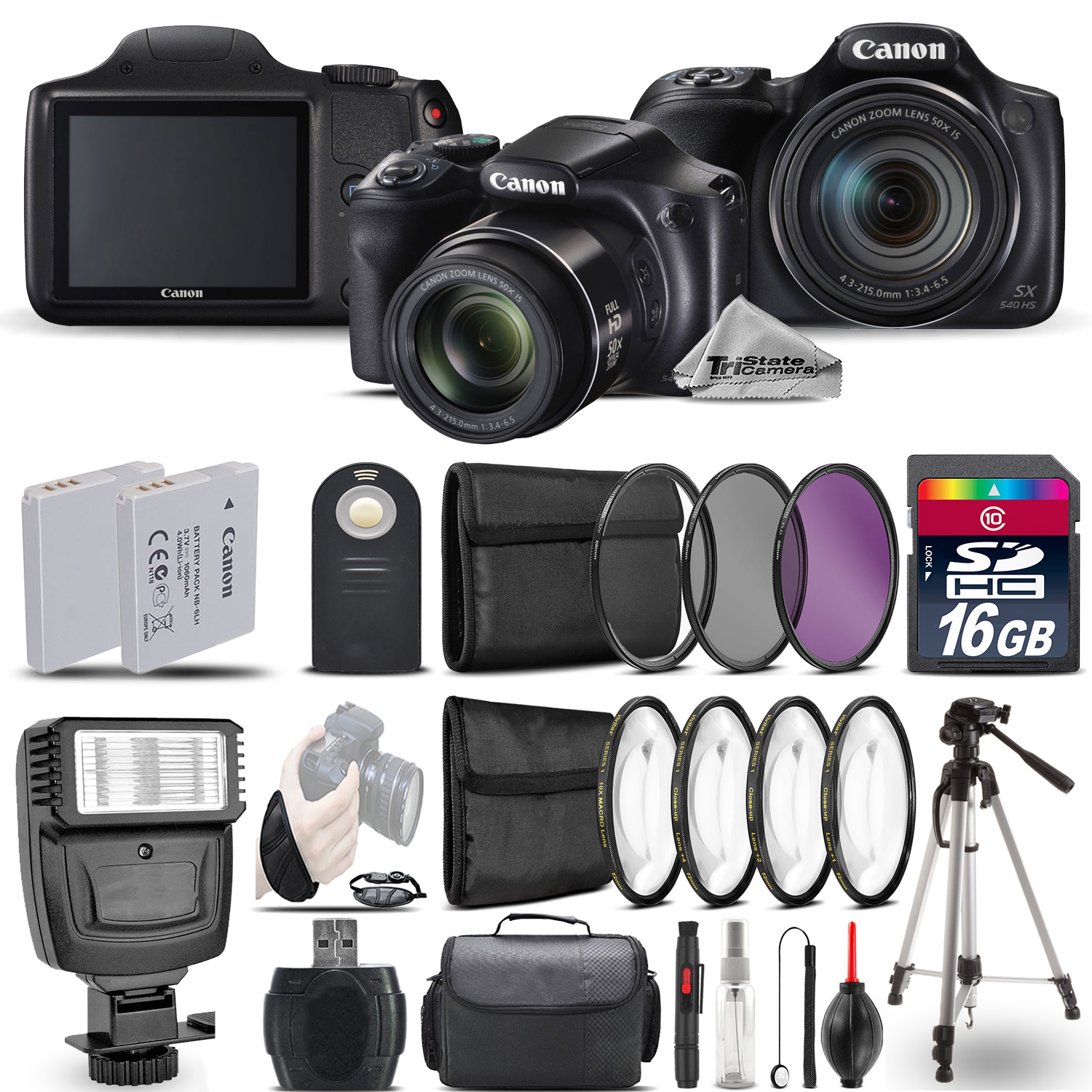 PowerShot SX540 HS Digital Camera+ Flash + 7PC Filter + EXT BAT - 16GB Kit *FREE SHIPPING*