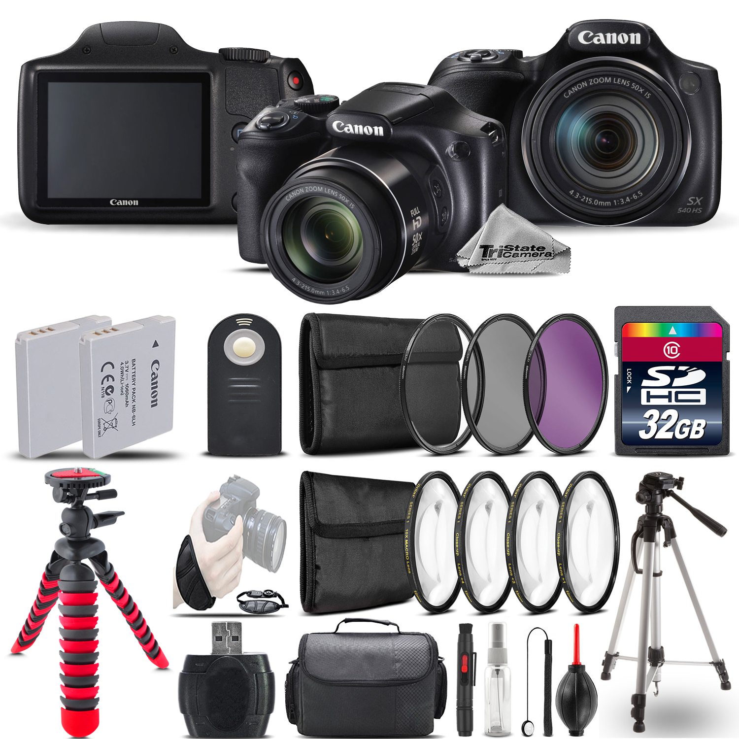 PowerShot SX540 HS Digital Camera + 2 x Tripod  + EXT BAT + Filter - 32GB *FREE SHIPPING*