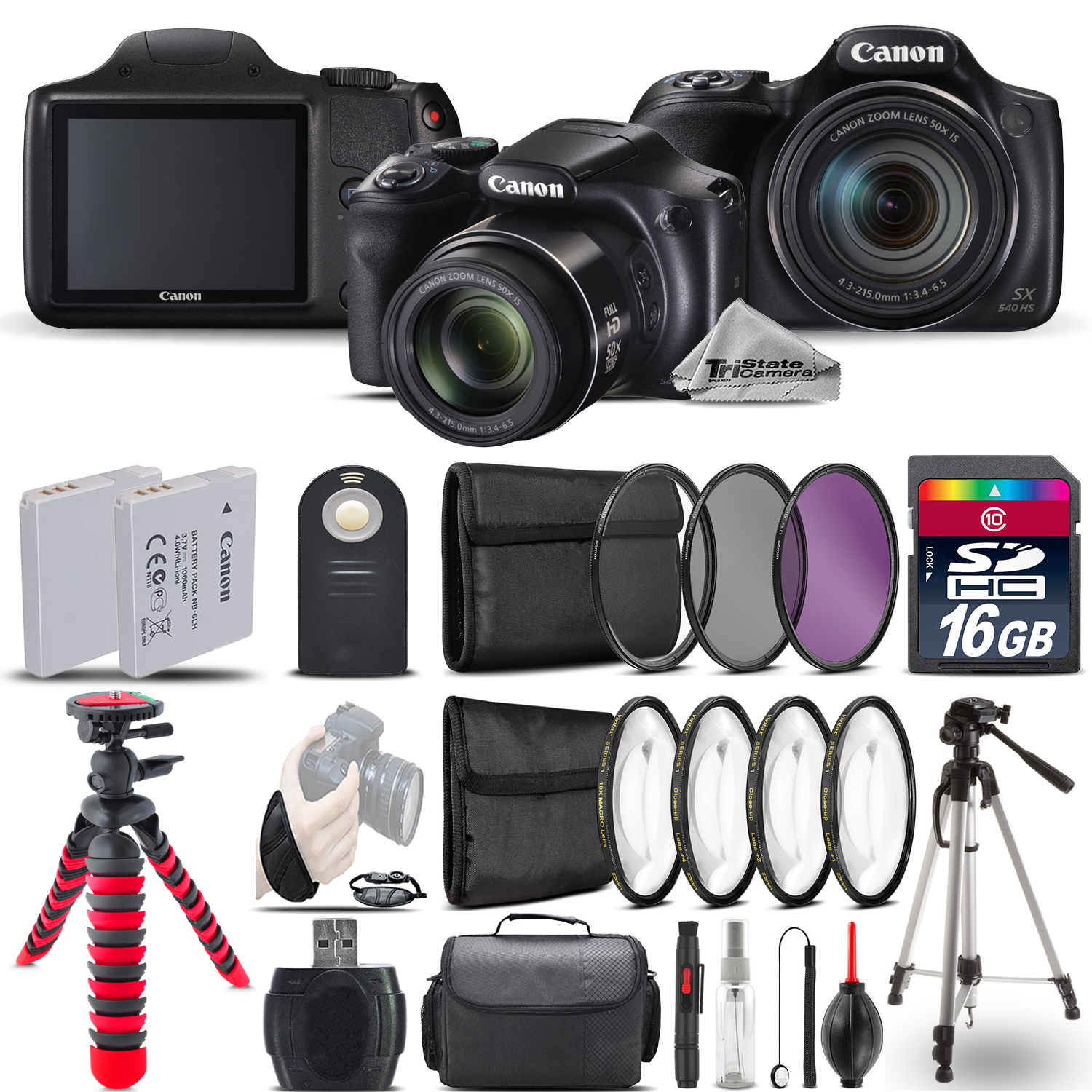 PowerShot SX540 HS Digital Camera + 2 x Tripod  + EXT BAT + Filter - 16GB *FREE SHIPPING*
