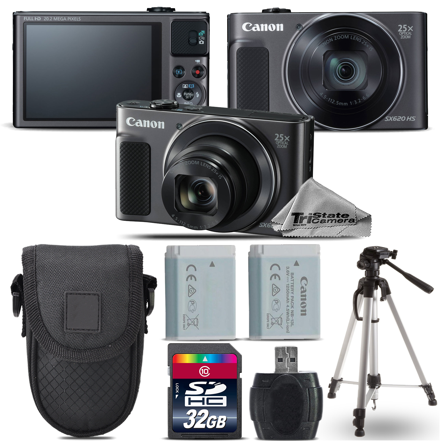 PowerShot SX620 HS Camera (Black) + Extra Battery +Tripod + Case -32GB Kit *FREE SHIPPING*