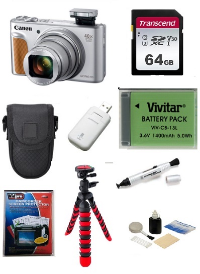 PowerShot SX740 HS 20 Megapixel, 40x IS Lens, 3.0 In Tiltable LCD - Silver - Deluxe Kit *FREE SHIPPING*
