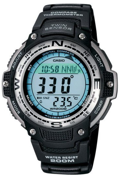 SGW600H-1B Men's 'Twin Sensor' Quartz Black Resin / Gray Dial Watch *FREE SHIPPING*