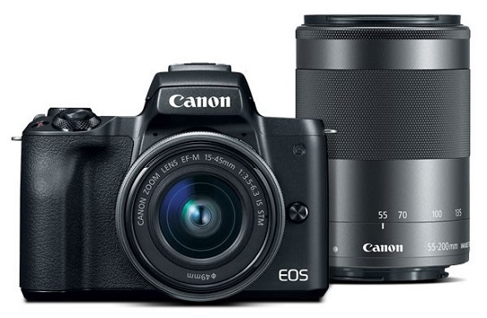 EOS M50 24.2 MP w/EF-M 15-45 & 55-200mm IS STM 2-Lens Mirrorless Digital Camera Kit - Black *FREE SHIPPING*