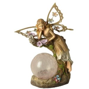 91352 Solar Powered Garden Fairy with Glowing Globe
