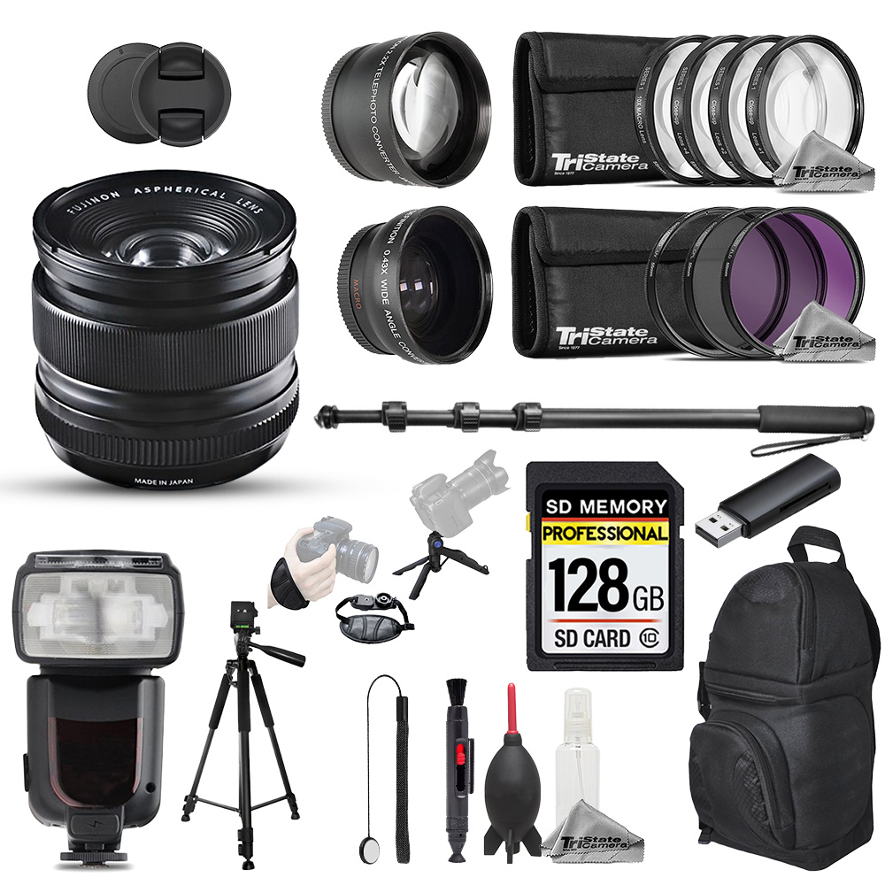 XF 14mm f/2.8 R Lens (Black) - 22pc 128GB Ultimate Kit *FREE SHIPPING*
