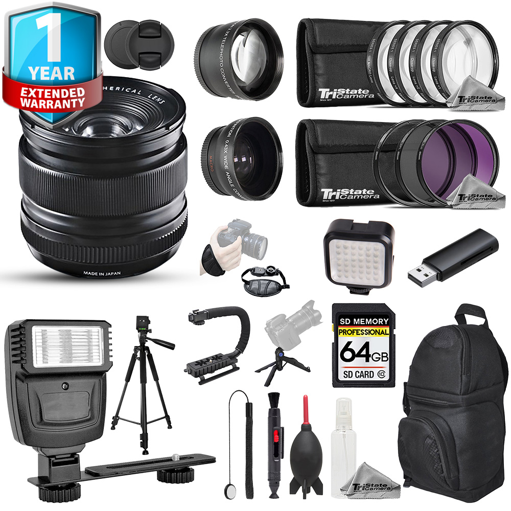 XF 14mm f/2.8 R Lens (Black) - 23pc 64GB Ultra Bundle + 1 Yr Warranty *FREE SHIPPING*