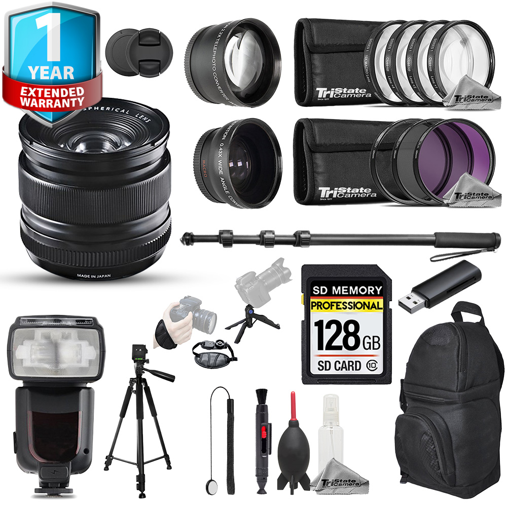 XF 14mm f/2.8 R Lens (Black) - 22pc 128GB Ultimate Kit +1 Yr Warranty *FREE SHIPPING*