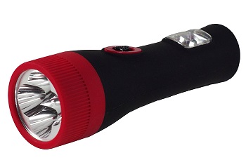 4 LED Rechargeable Rubber Coated, Emergency Red and Blue Flashing LED's in Handle, Black *FREE SHIPPING*