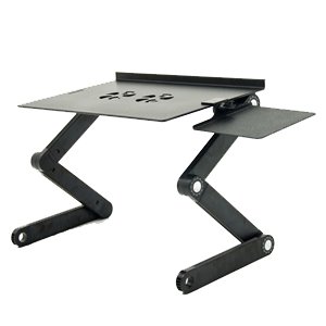 Adjustable Vented Laptop Table Laptop Computer Desk Portable Bed Tray Book Stand Multifuctional & Ergonomics Design Dual Layer Tabletop (Black) *FREE SHIPPING*