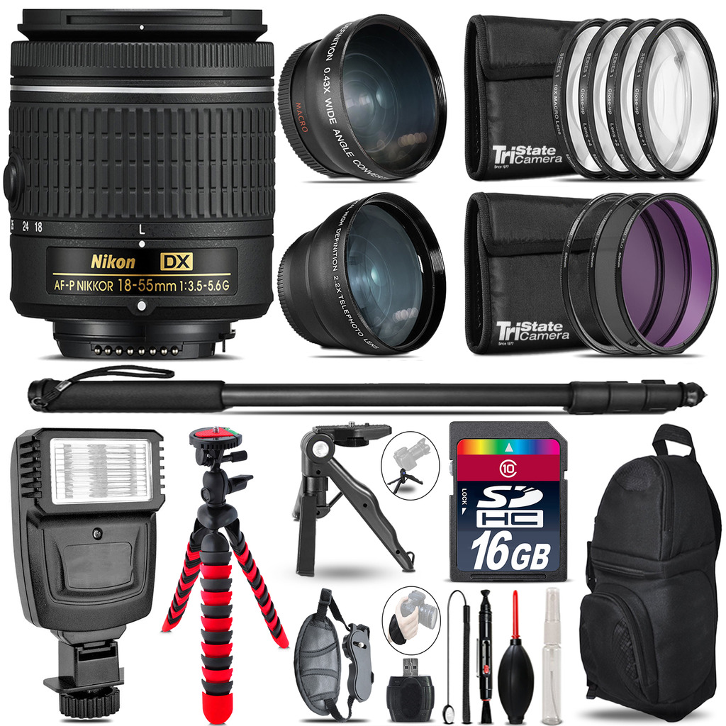 Nikon AFP DX 18-55mm-3 Lens Kit + Slave Flash + Tripod - 16GB Accessory Bundle *FREE SHIPPING*