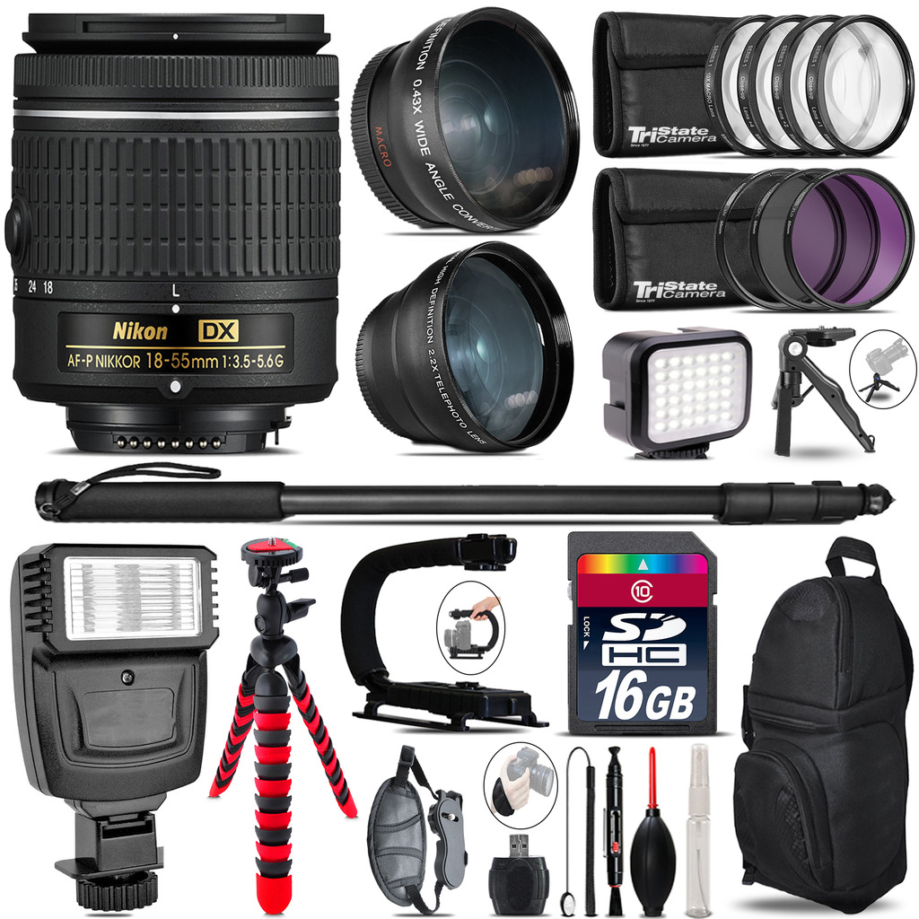 Nikon AFP DX 18-55mm+ Slave Flash + LED Light + Tripod - 16GB Accessory Bundle *FREE SHIPPING*