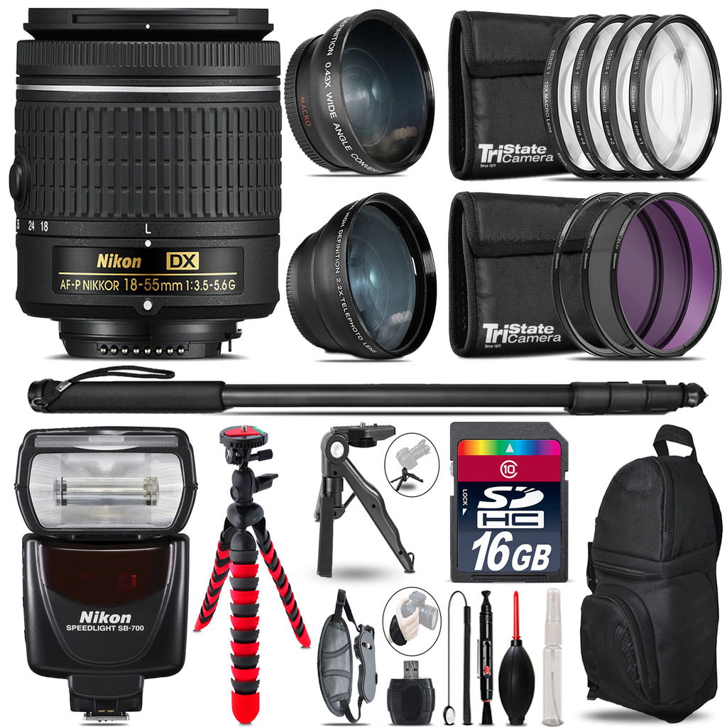 Nikon AFP DX 18-55mm+ SB-700 AF Speedlight - 3 Lens Kit - 16GB Accessory Kit *FREE SHIPPING*