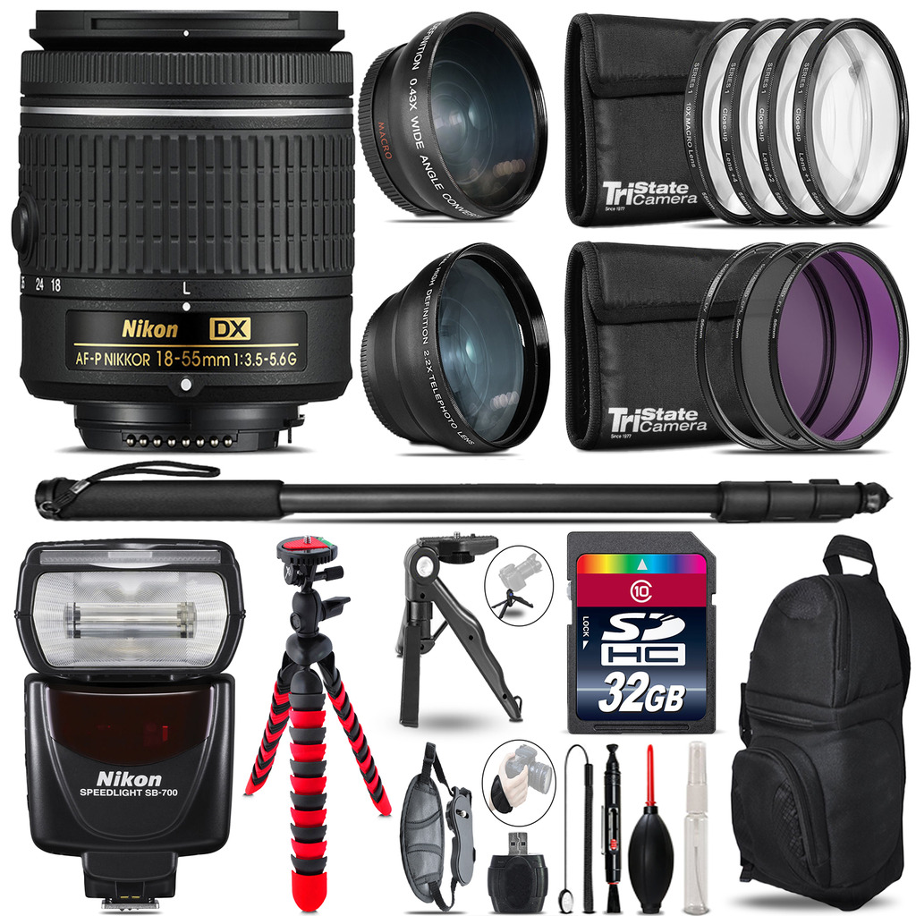Nikon AFP DX 18-55mm+ SB-700 AF Speedlight - 3 Lens Kit - 32GB Accessory Kit *FREE SHIPPING*