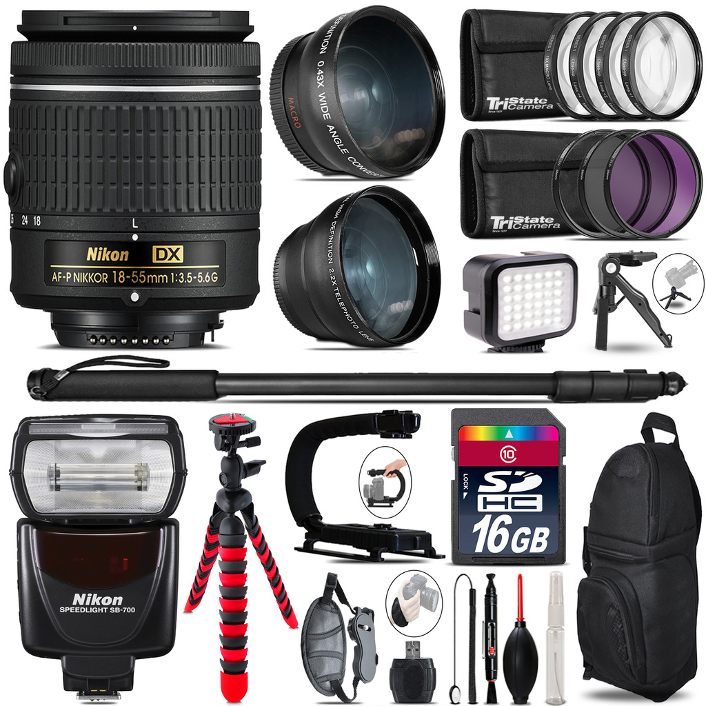 Nikon AFP DX 18-55mm+ SB-700 AF Speedlight - LED LIGHT - 16GB Accessory Kit *FREE SHIPPING*