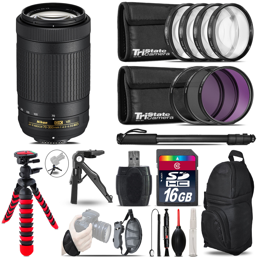Nikon AFP 70-300mm VR + MACRO, UV-CPL-FLD Filter + Monopod - 16GB Accessory Kit *FREE SHIPPING*