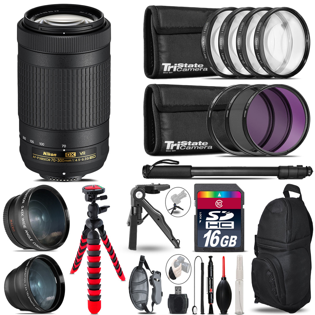 Nikon AFP 70-300mm VR - 3 Lens Kit + Tripod + Backpack - 16GB Accessory Bundle *FREE SHIPPING*