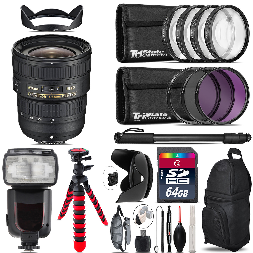 AF-S 18-35mm Lens + Professional Flash & More - 64GB Accessory Kit *FREE SHIPPING*