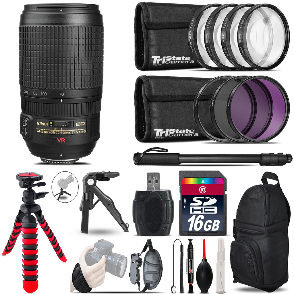 AF-S 70-300mm + MACRO, UV-CPL-FLD Filter + Monopod - 16GB Accessory Kit *FREE SHIPPING*