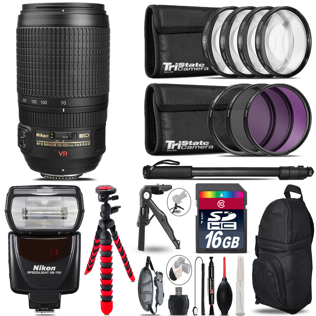 AF-S 70-300mm + SB-700 AF Speedlight + UV-CPL-FLD - 16GB Accessory Kit *FREE SHIPPING*