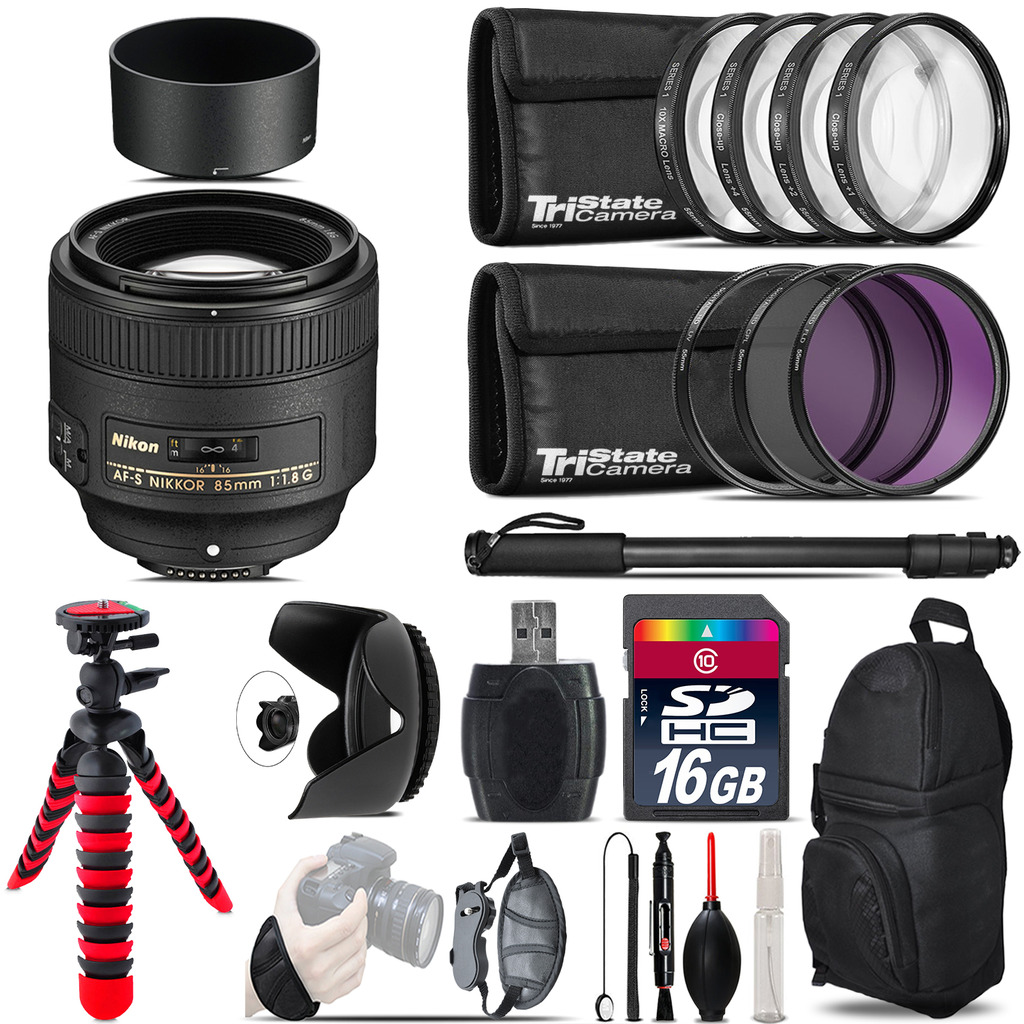 AF-S 85mm f/1.8G Lens + Macro Filter Kit & More - 16GB Accessory Kit *FREE SHIPPING*