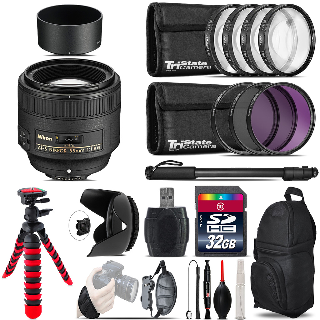 AF-S 85mm f/1.8G Lens + Macro Filter Kit & More - 32GB Accessory Kit *FREE SHIPPING*