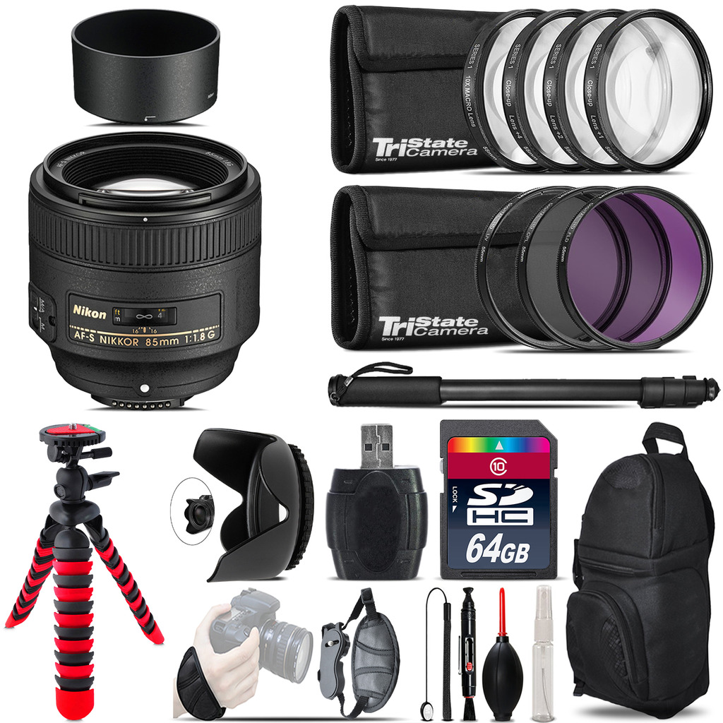 AF-S 85mm f/1.8G Lens + Macro Filter Kit & More - 64GB Accessory Kit *FREE SHIPPING*