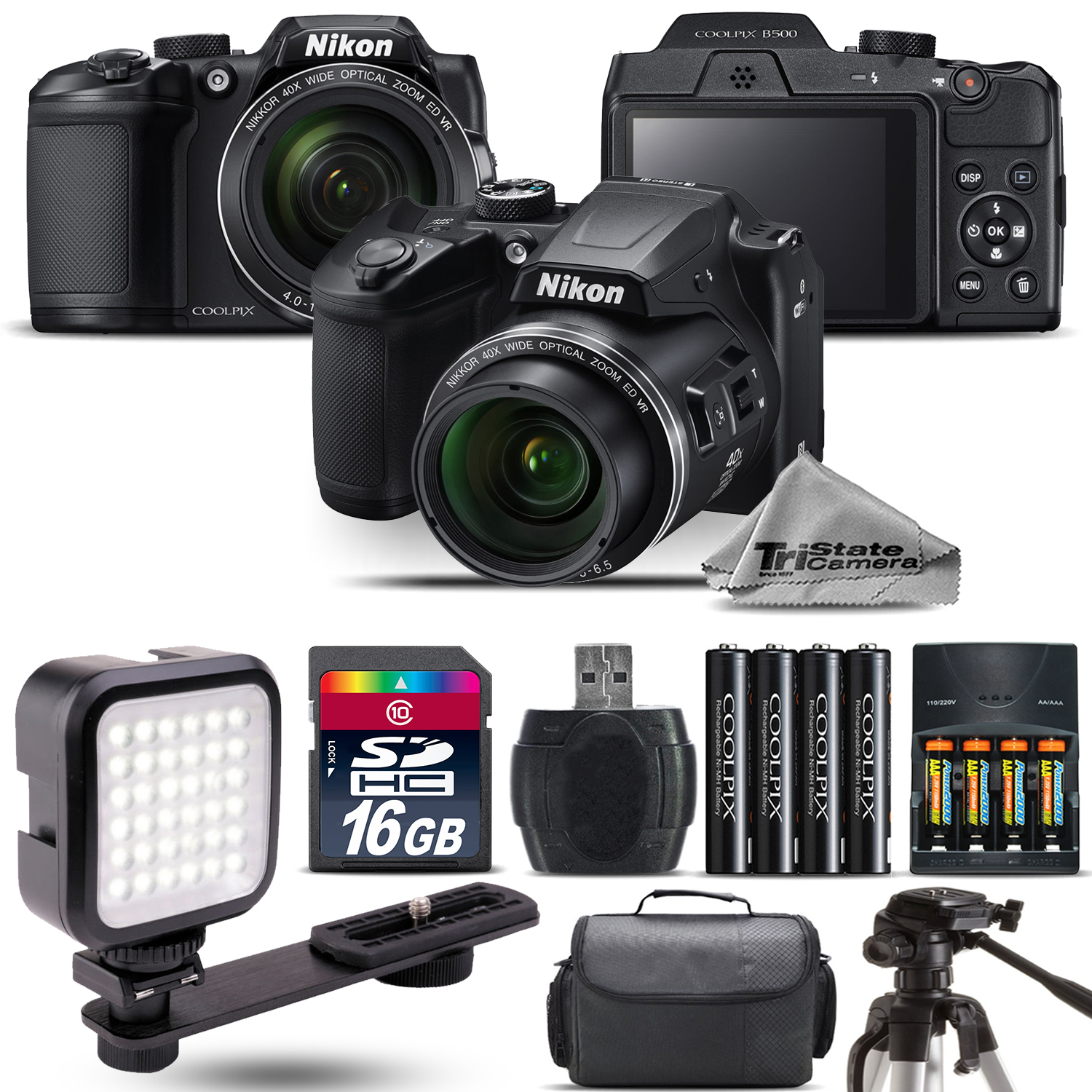 COOLPIX B500 Digital Camera 40x Optical Zoom + LED + Case -16GB Kit Bundle *FREE SHIPPING*