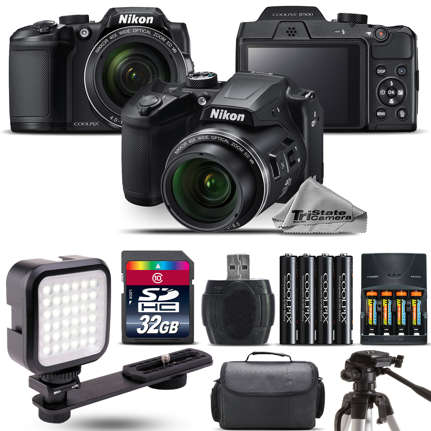 COOLPIX B500 Digital Camera 40x Optical Zoom + LED + Case -32GB Kit Bundle *FREE SHIPPING*