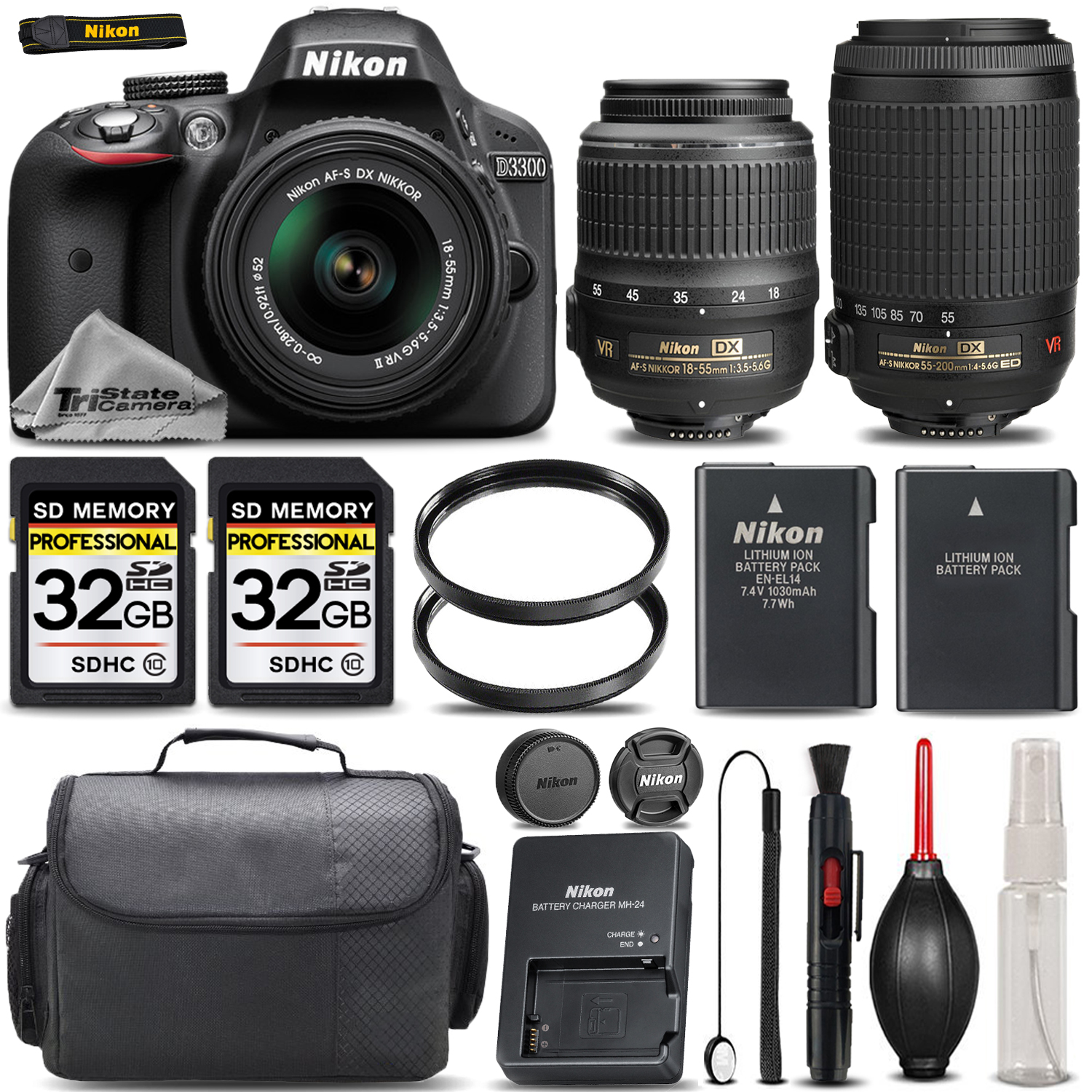 D3300 DX Digital SLR Camera with 18-55mm VR II + 55-200mm VR II Bundle *FREE SHIPPING*