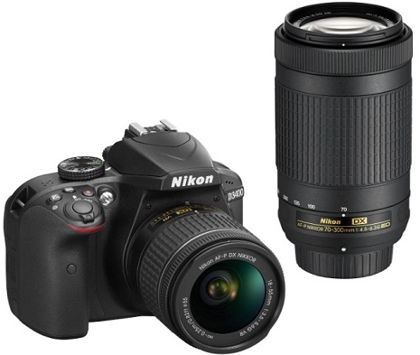 D3400 24.2 MP DSLR W/AF-P 18-55mm VR G & 70-300mm Double Zoom Lens Kit - Black *FREE SHIPPING*