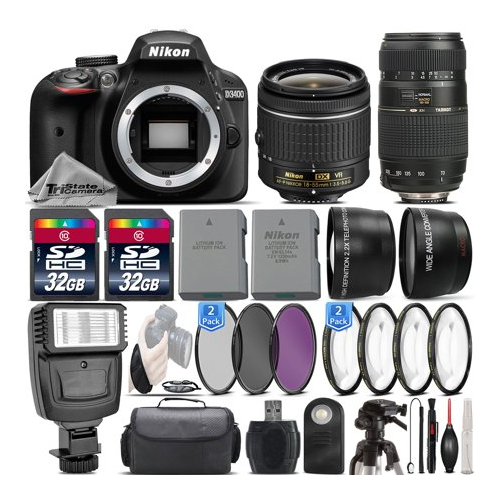 D3400 24.2MP DSLR Camera + 18-55mm VR Lens + 70-300mm Macro Lens -64GB Kit *FREE SHIPPING*