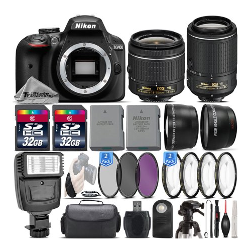 D3400 24.2MP DSLR Camera + 18-55mm VR Lens + 55-200mm VR II - 64GB Kit *FREE SHIPPING*