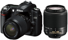 D-50 6.1 Megapixel Interchangeable Lens Digital SLR W/AF-S DX 18-55 & 55-200mm 2 Lens Kit