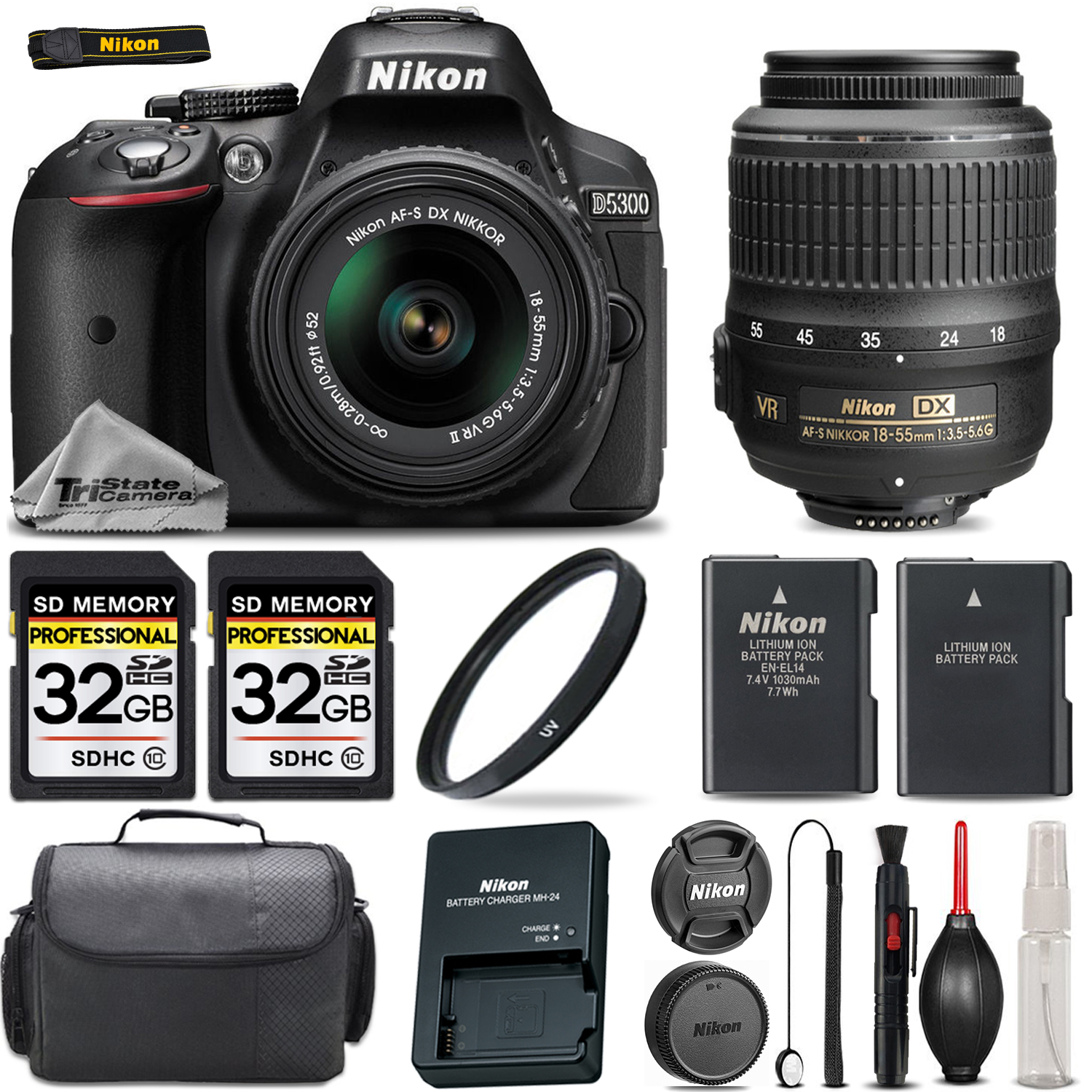 D5300 Camera With Nikon 18-55mm VR Lens + 64GB STORAGE + Extra Battery *FREE SHIPPING*