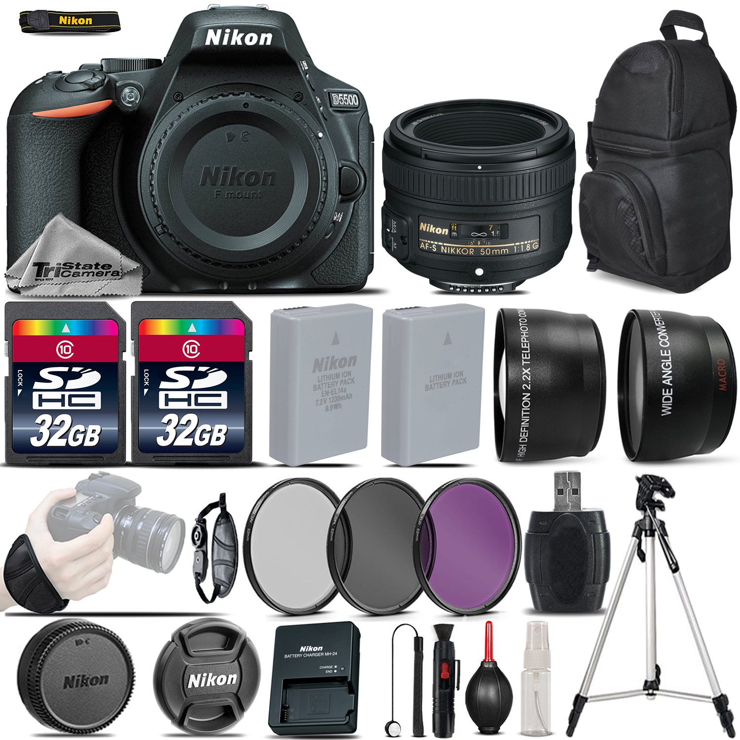 D5500 Digital SLR Camera + 50mm 1.8G Lens + 64GB - Great Saving Full Kit *FREE SHIPPING*