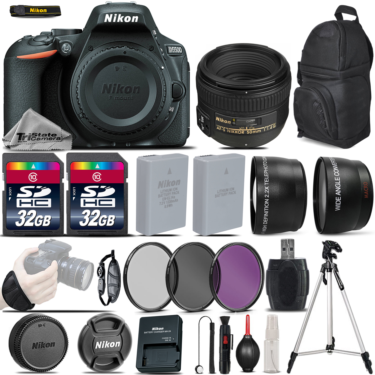 D5500 Digital SLR Camera + 50mm 1.4G Lens + 64GB -Great Saving Full Kit *FREE SHIPPING*