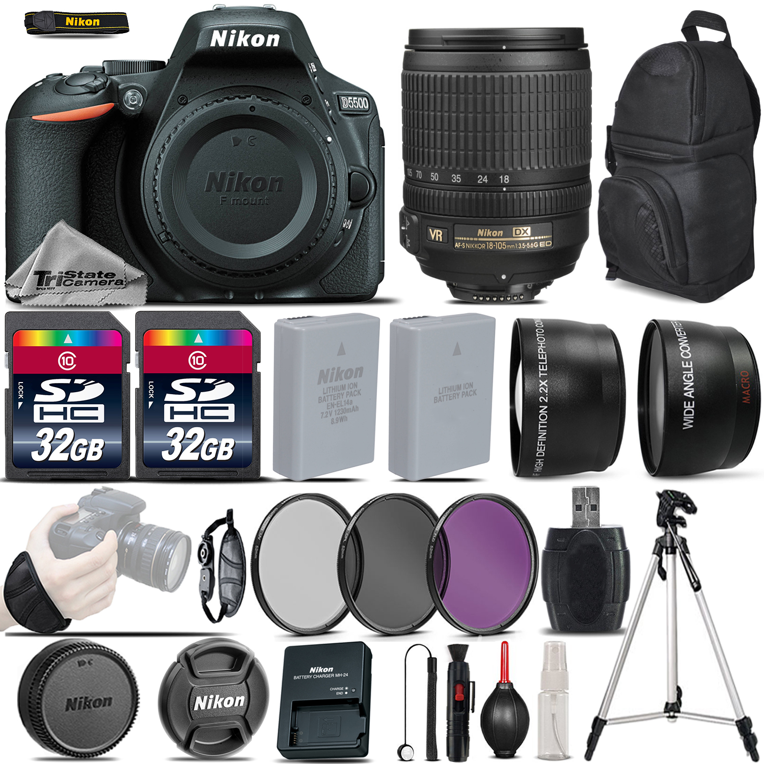 D5500 Digital SLR Camera + 18-105mm VR Lens + 64GB - Great Saving Full Kit *FREE SHIPPING*
