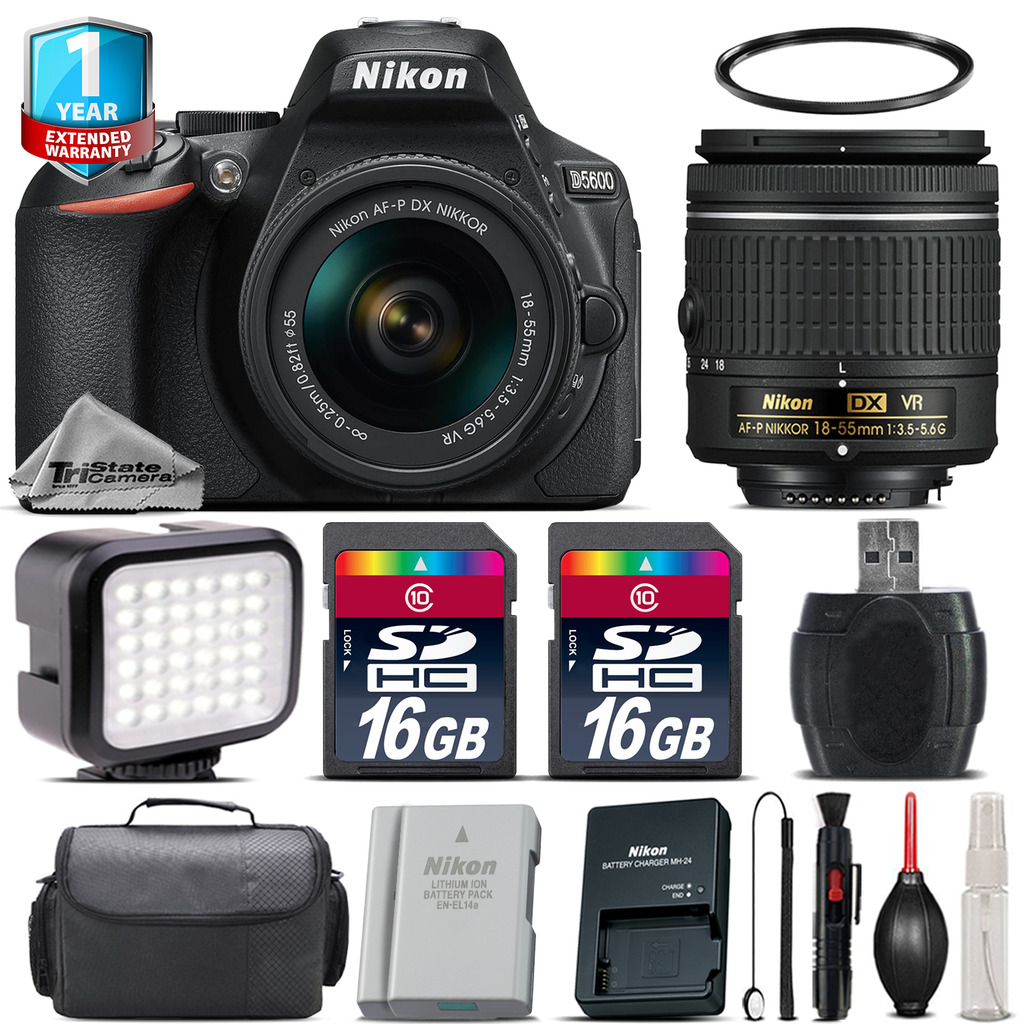 D5600 DSLR Camera + 18-55mm VR + LED + Extra Battery + 1yr Warranty + 32GB *FREE SHIPPING*