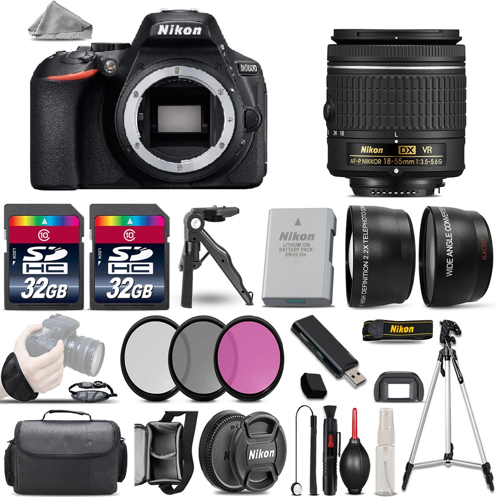 D5600 DSLR Camera + 18-55mm VR - 3 Lens Kit + 1yr Warranty - 64GB Bundle *FREE SHIPPING*