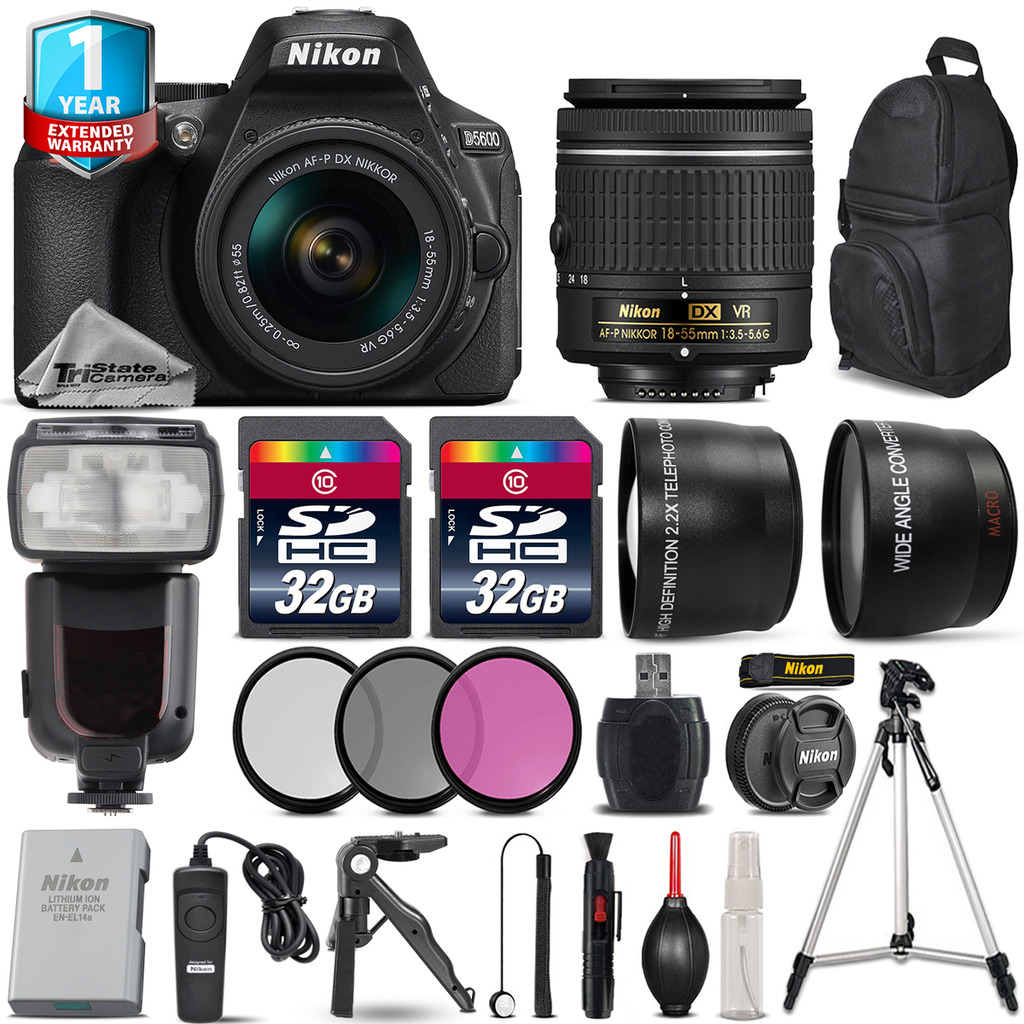 D5600 DSLR Camera + 18-55mm VR + Flash + 1yr Warranty + Tripod + 64GB Kit *FREE SHIPPING*