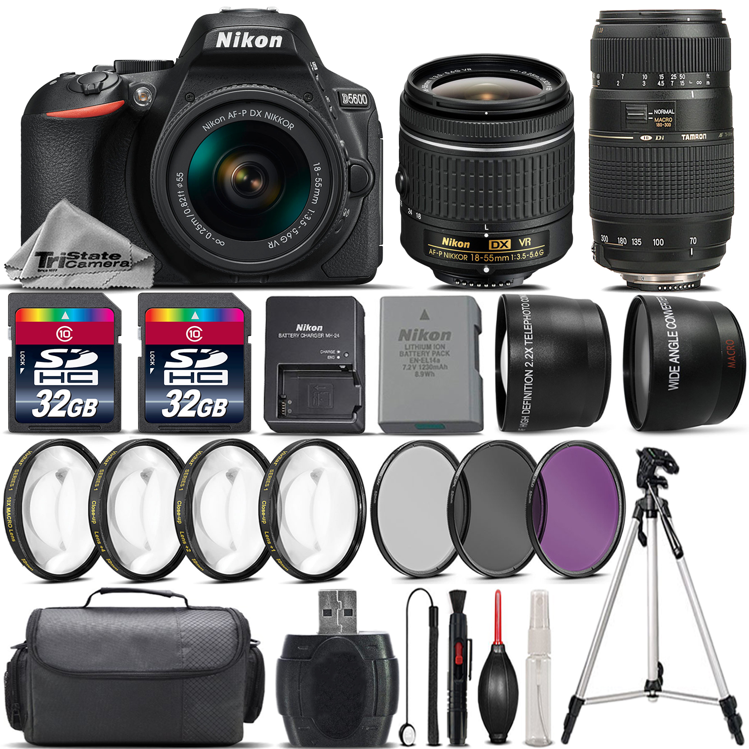 D5600 DSLR Camera with 18-55mm VR Lens + 70-300 Lens + 64GB Bundle Kit *FREE SHIPPING*