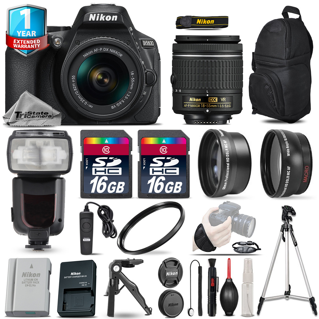 D5600 DSLR Camera + 18-55mm VR + Pro Flash + Extra Battery + 1yr Warranty *FREE SHIPPING*