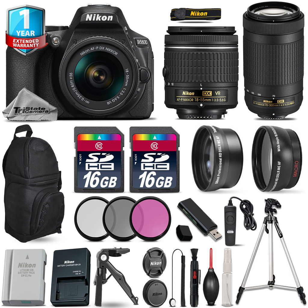 D5600 DSLR Camera + 18-55mm VR + 70-300mm + Extra Battery + 1yr Warranty *FREE SHIPPING*